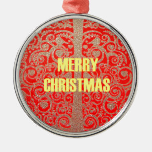 Ornement En Métal Joyeux Noël Rouge et Gold Collection
