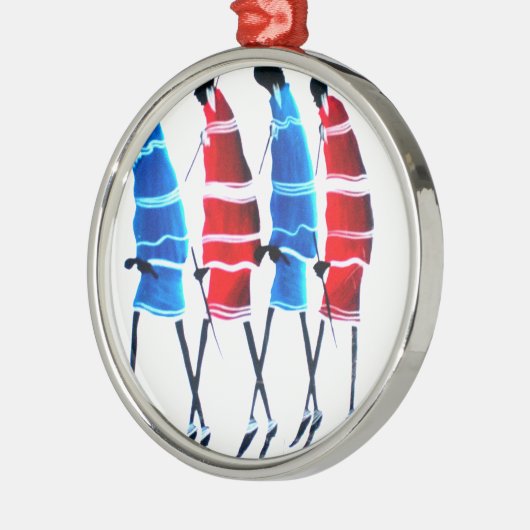 Ornement En Métal Joyeux peuple Massaï Guerriers Marcher Art Imprime (Gauche)