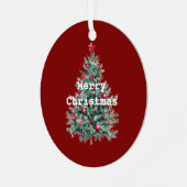 Ornement En Métal Joyeux sapin de Noël rouge vert Père Noël (à l'arr (Avant gauche)