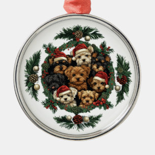 Ornement En Métal Joyeux Yorkshire Terrier Chiens de Noël