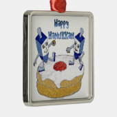 Ornement En Métal Judaica Happy Hanukkah Dancing Dreidels (Droite)