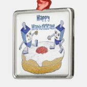 Ornement En Métal Judaica Happy Hanukkah Dancing Dreidels (Gauche)