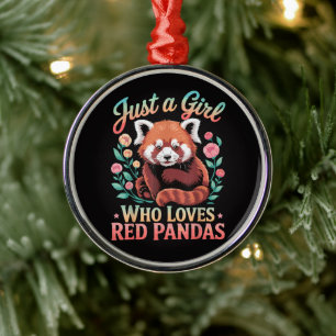Ornement En Métal Juste Une Fille Qui Aime Les Pandas Rouges