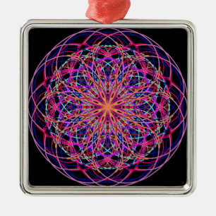 Ornement En Métal Kaleidoscope noir rose rouge