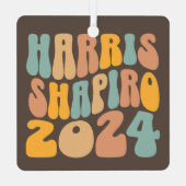 Ornement En Métal Kamala Harris Shapiro Wavy Text Retro tendance (Verso)