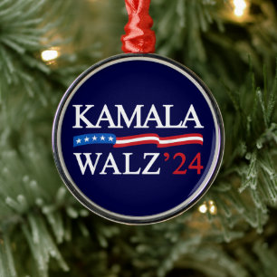 Ornement En Métal Kamala Harris Walz 2024 Évidemment bleu
