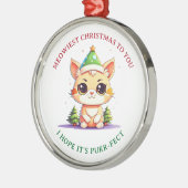 Ornement En Métal Kawaii Christmas Kitten Pun chat de vacances (Gauche)