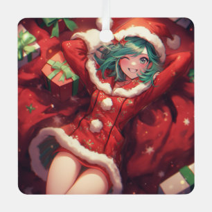 Ornement En Métal Kawaii Noël présente des cadeaux Père Noël Anime G