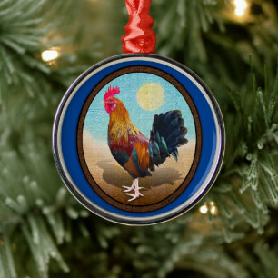 Ornement En Métal Key West - Rooster tzigane Vintage ovale