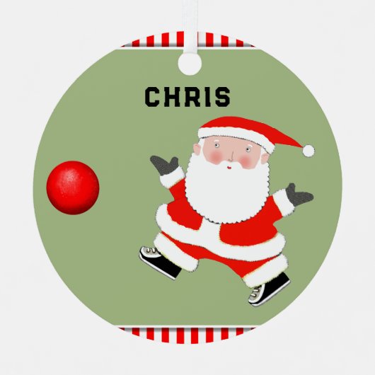 Ornement En Métal Kickball Player cadeau de vacances (Recto)