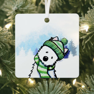 Ornement En Métal KiniArt Westie Terrier Hiver