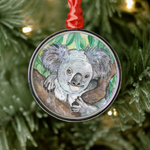 Ornement En Métal Koala dans l'ornement de peinture d'arbre Eucalypt