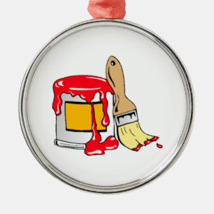 Ornement En Métal La peinture rouge peut et brosse