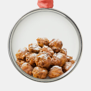 Ornement En Métal La pile de sucrer oliebollen ou a fait frire des