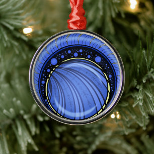 Ornement En Métal L'abstraction bleue. Dessin couleur arrondi