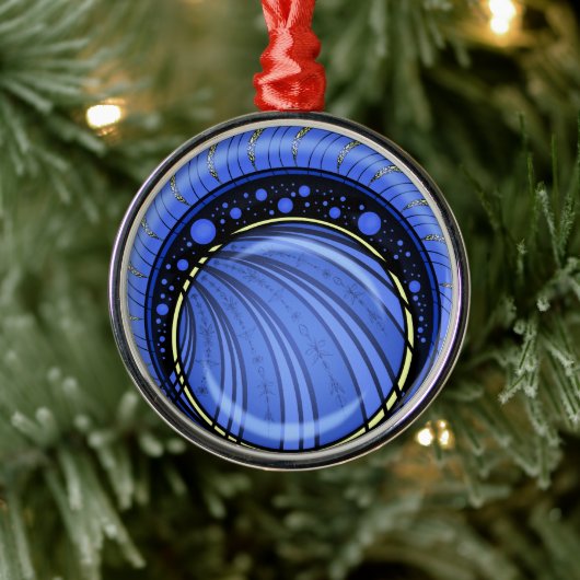 Ornement En Métal L'abstraction bleue. Dessin couleur arrondi (Arbre)