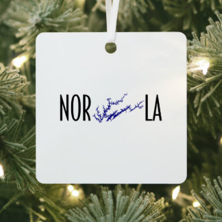 Ornement En Métal Lac Norris Tennessee Carré Noir Bleu Art Map