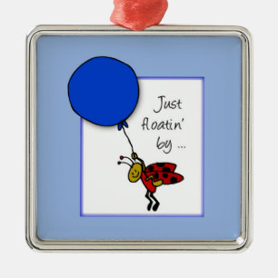 Ornement En Métal Ladybug avec Ballons Bleus, Pensez à vous