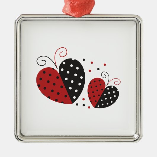 Ornement En Métal Ladybug Heart mignon (Devant)
