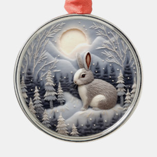 Ornement En Métal Lapin 3D à Noël des bois de neige