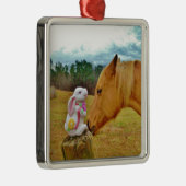 Ornement En Métal Lapin blanc et Cheval jaune (Droite)