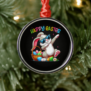 Ornement En Métal Lapin de Pâques drôle qui fait le dabbing Joyeuses