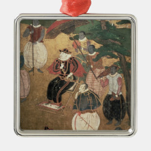 Ornement En Métal L'arrivée du Portugais au Japon