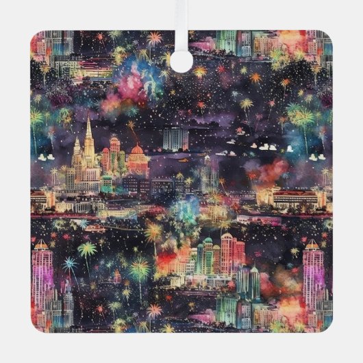 Ornement En Métal Las Vegas Noël & Nouvel An en aquarelles (Recto)