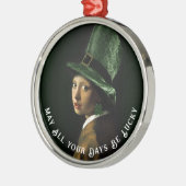 Ornement En Métal Lass irlandais avec une oreille perle (Gauche)