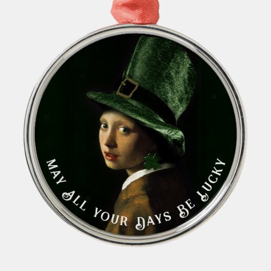 Ornement En Métal Lass irlandais avec une oreille perle (Devant)