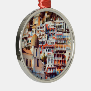 Ornement En Métal ldp POSITANO - ville - église Père Noël Maria Assu