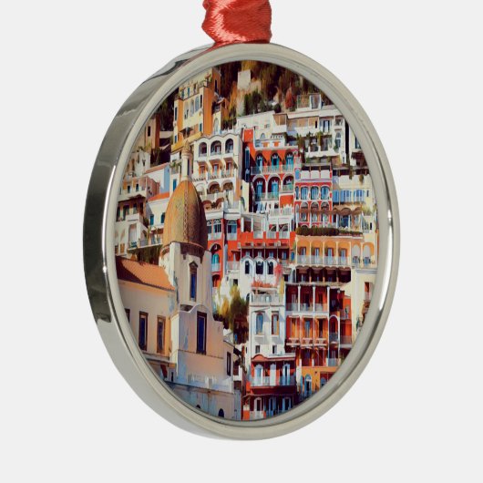 Ornement En Métal ldp POSITANO - ville - église Père Noël Maria Assu (Droite)