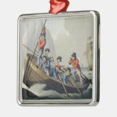 Ornement En Métal Le bateau d'un bateau attaquant une baleine, (Gauche)