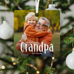 Ornement En Métal Le cadeau le plus aimé GRANDPA' mignon<br><div class="desc">Faites savoir à un grand-père combien il est aimé avec cela; mignon moderne personnalisé photo grand-père ornement de Noël. Le design présente une typographie blanche amusante qui se lit comme 'Le GRANDPA le plus aimé'. Téléchargez simplement votre photo préférée et personnalisez le/les nom(s) de qui elle provient. Vous pouvez modifier...</div>