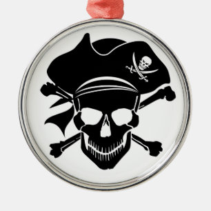 Ornement En Métal Le crâne de pirate avec la croix désosse