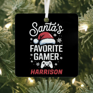 Ornement En Métal Le jeu préféré du père Noël personnalisé pour Noël