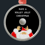 Ornement En Métal Le Jolly Volleyball d'origine<br><div class="desc">Facile à personnaliser volleyball ornement de Noël ou mignon étiquette cadeau de vacances. Ajoutez votre texte à personnaliser.</div>