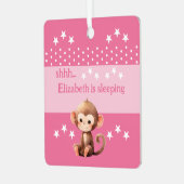 Ornement En Métal Le mignon singe shhh ajouter nom dormir rose (Avant gauche)