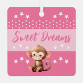 Ornement En Métal Le mignon singe shhh ajouter nom dormir rose (Verso)