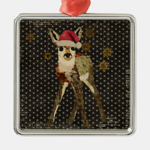 Ornement En Métal Le noir floral de Noël de faon tient le premier