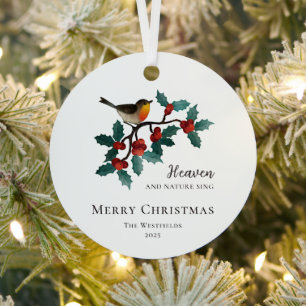 Ornement En Métal Le paradis et la nature chantent l'oiseau à Noël s