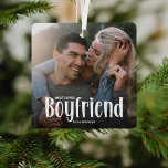 Ornement En Métal Le plus aimé BOYFRIEND' mignon cadeau photo<br><div class="desc">Faites savoir à votre copain combien il est aimé avec cela; mignon Photo Personnalisée Boyami ornement de Noël. Le design présente une typographie blanche amusante qui se lit comme 'Le plus aimé BOYFRIEND'. Il vous suffit de télécharger votre photo préférée et de personnaliser le nom de qui elle vient. Vous...</div>