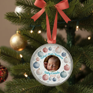 Ornement En Métal Le premier Noël de bébé 2025 Photo personnalisée