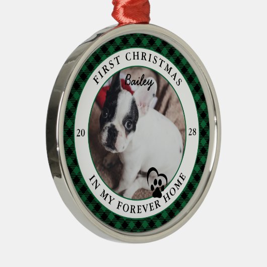 Ornement En Métal Le premier Noël de Forever Home Dog (Droite)