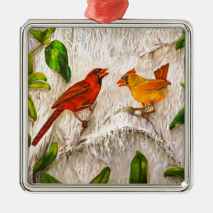 Ornement En Métal Les cardinaux. Chant d'amour