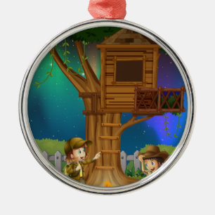 Ornement En Métal Les gens campant en parc