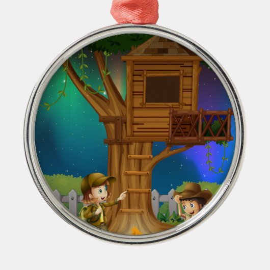 Ornement En Métal Les gens campant en parc (Devant)