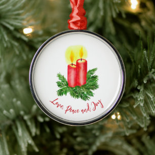 Ornement En Métal L'esprit de Noël Bougies de l'Avent Paix & Joie