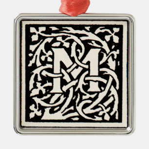 Ornement En Métal Lettre Art Nouveau M Monogramme Vintage
