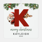 Ornement En Métal Lettre enfant K Monogramme Arbre de Noël (Recto)